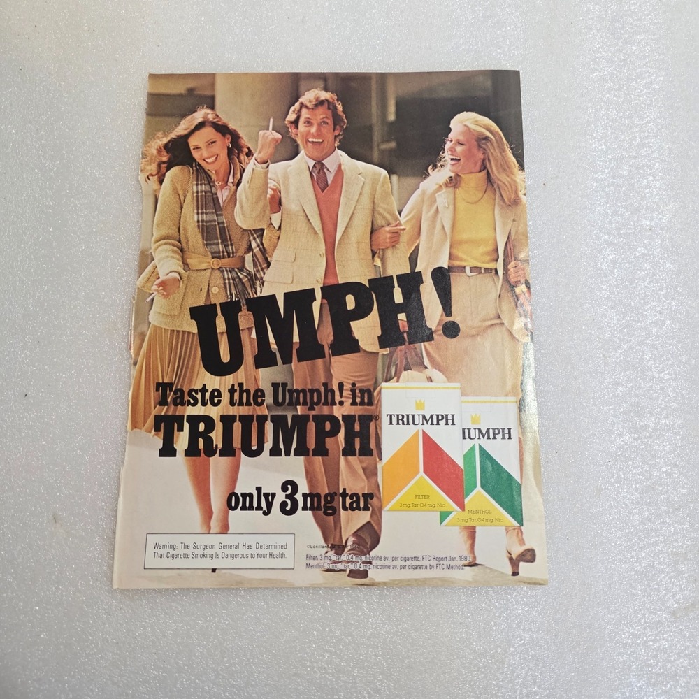 Vintage 1981 Triumph Cigarettes UMPH! Color Print Ad 8x10.5 Original Clipping